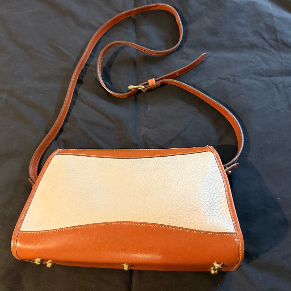 Dooney & Bourke Cream and Tan Pebbled Leather Crossbody - Picture 4 of 7